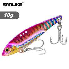 Load image into Gallery viewer, SANLIKE 10g 5.8cm Metal Jig Lead Bait with 2 Hooks, Sharp and Strong Triple Hooks Full Swimming False Bait Tackle