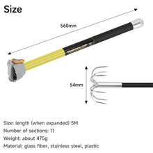 Load image into Gallery viewer, SANLIKE 3m 4m 5m 6m Telescopic Squid Rod Stainless Steel 7-Claw Hooks Portable Anti-slip Handle with Plastic cover Carabiner Fishing Tool