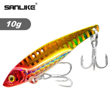 Load image into Gallery viewer, SANLIKE 10g 5.8cm Metal Jig Lead Bait with 2 Hooks, Sharp and Strong Triple Hooks Full Swimming False Bait Tackle