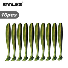 Load image into Gallery viewer, SANLIKE 10pcs Soft Plastic Fishing Lures Set Soft Bait T Tail Soft Bug Swimbaits Silicon Rubber Jig Fishing Bait Softworm Tackle