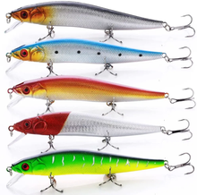 Load image into Gallery viewer, SANLIKE 5 Pcs 14cm Fake Bait Lure Bionic Bait Minnow Lure 3D High Imitation Eye Tungsten Hook Streamer Body Fishing Tools