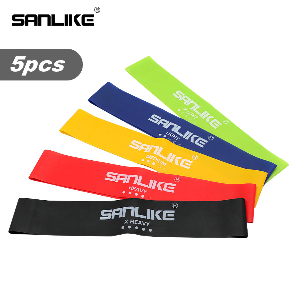 SANLIKE Exercise Resistance Band Loops Elastic Band Set Fitness Workout Exercise 5 Bands Set with Carry Bag