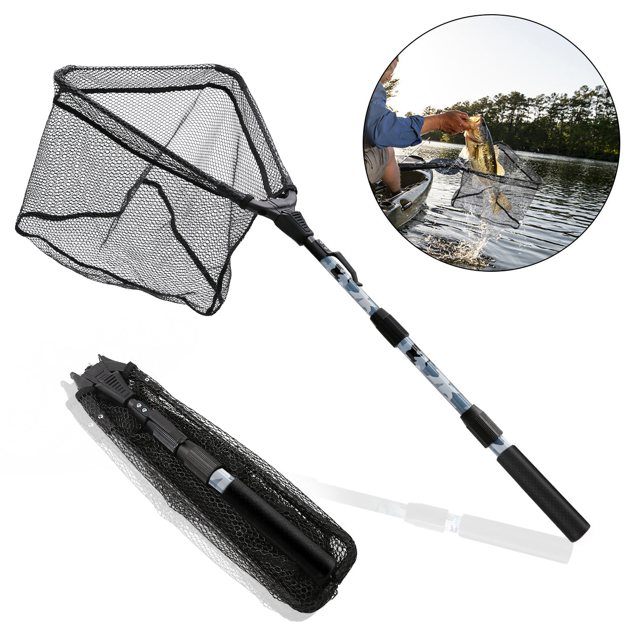 SANLIKE Folding Fishing Net Portable Retractable Fiberglass Pole Handl – SANLIKE STORE SANLIKE Folding Fishing Net Portable Retractable Fiberglass Pole Handl – SANLIKE STORE