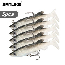 Load image into Gallery viewer, SANLIKE 5pcs Lead Fishing Lure 8cm Soft Bait Wobbler Artificial Lure Sea Bass Carp Fishing Erbium Streamlined Design
