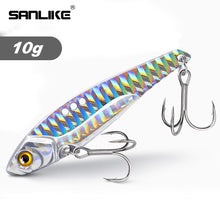 Load image into Gallery viewer, SANLIKE 10g 5.8cm Metal Jig Lead Bait with 2 Hooks, Sharp and Strong Triple Hooks Full Swimming False Bait Tackle