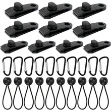 Load image into Gallery viewer, SANLIKE Tarpaulin Clips Heavy Duty Locking Handle Tent Clips Clamps with Ball Stretch Cord for securing tarpaulins Outdoor Tools