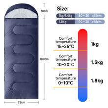Load image into Gallery viewer, SANLIKE Ultralight Portable Navy Warm Envelope Sleeping Bag with Compression Sack for Outdoor Camping and Hiking