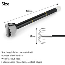 Load image into Gallery viewer, SANLIKE 3m 4m 5m 6m Telescopic Squid Rod Stainless Steel 7-Claw Hooks Portable Anti-slip Handle with Plastic cover Carabiner Fishing Tool