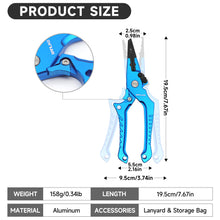 Load image into Gallery viewer, SANLIKE Aluminium Fishing Pliers Rustproof Multifunctional Fishing Line Scissors with Safety Lock and Storage Bag Easy to Carry