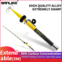 Load image into Gallery viewer, SANLIKE Portable Stainless Steel Squid Gaff Five Hooks 5M Carbon Fiber Telescopic Pole Extendable Rod Squid Hook