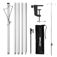 Load image into Gallery viewer, SANLIKE 2m Adjustable Lantern Stand Split Aluminium Clip Lantern Pole with Table Clip and Floor InsertOutdoor Camping Tools