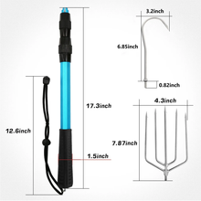 Load image into Gallery viewer, SANLIKE 140cm Stainless Steel Telescopic Fishing Hook Five Claw Hook Saltwater Ice Tools Aluminium Alloy Pole Soft EVA Handle
