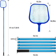 Load image into Gallery viewer, SANLIKE Swimming Pool Skimmer Net Basket with Long Aluminum Pole Extend 7.58 FT Fine Mesh Rake Netting for Cleaning Swimming