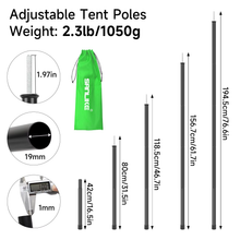 Load image into Gallery viewer, SANLIKE 2 sets 190cm iron tent poles adjustable tarpaulin poles tarpaulin awning camping poles outdoor hiking camping tools