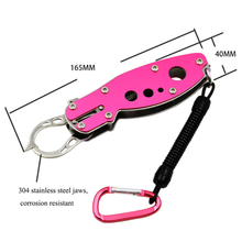 Load image into Gallery viewer, SANLIKE Aluminium Multifunctional Grabber Fishing Lip Grip Bait Holder Clip with Loss Prevention Cord Fishing Tools Accessories