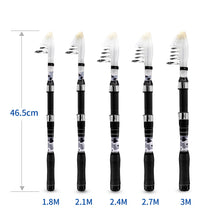 Load image into Gallery viewer, SANLIKE 1.8m-2.7m Fishing Rods Telescopic Fibreglass Baitcasting Rods Saltwater and Freshwater Fishing Bait Rod Tools