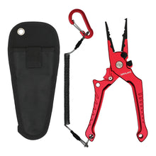 Load image into Gallery viewer, SANLIKE Aluminium Fishing Pliers Rustproof Multifunctional Fishing Line Scissors with Safety Lock and Storage Bag Easy to Carry