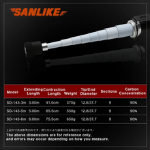 Load image into Gallery viewer, SANLIKE 3m Telescopic Fishing Net Portable Carbon Long Handle Pole 9 Section Landing Nets Rod Fishing Tool Accessories