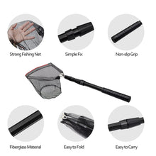 Load image into Gallery viewer, SANLIKE 129cm 2pcs Folding Net Collapsible Retractable Sturdy Rubber Coated Landing Handle Fishing Rod Fishing Tool Accessories