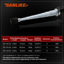 Load image into Gallery viewer, SANLIKE 3m Telescopic Fishing Net Portable Carbon Long Handle Pole 9 Section Landing Nets Rod Fishing Tool Accessories