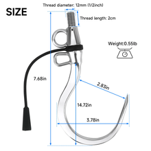 Load image into Gallery viewer, SANLIKE Double Hole Fishing Spear Hook with 1/2 UNC Stainless Steel Fish Gaff for Freshwater Saltwater Fishing Tool Accessories