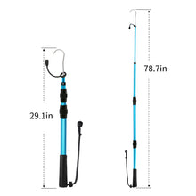 Load image into Gallery viewer, SANLIKE 200cm Fishing Gaff ALuminium Alloy Telescopic Gunsmoke Sea Fishing Stainless Spear Hook Control Tool Landing Gaff with String
