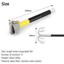 Load image into Gallery viewer, SANLIKE 3m 4m 5m 6m Telescopic Squid Rod Stainless Steel 7-Claw Hooks Portable Anti-slip Handle with Plastic cover Carabiner Fishing Tool
