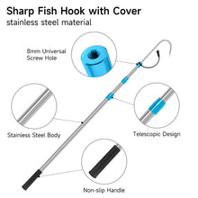 Load image into Gallery viewer, SANLIKE Telescopic Fish Gaff with Stainless Fishing Spear Hook Tackle 1.8M/2.1M Stainless Pole For Salt water Offshore Ice Tool