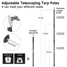 Load image into Gallery viewer, SANLIKE 2.15m 2 Pcs Retractable Stainless Steel Pole Head with Silicone Head Cover Retractable Fibreglass Pole Camping Tools