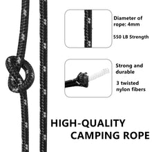 Load image into Gallery viewer, SANLIKE 50M Reflective Tent Rope 4MM Nylon Tent Line Multifunction Outdoor Sports Camping Hiking Tent Accessories