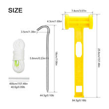 Load image into Gallery viewer, SANLIKE Tent Stakes Pegs with Hook Guy Lines Long Rope Plastic Hammer Tool Set for Camping Outdoor Activities Tent Accessories