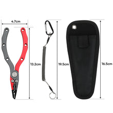 Load image into Gallery viewer, SANLIKE Fishing Pliers Aluminium Alloy Multifunctional Hooks Remover Fishing Line Scissors with Safety Lock and Storage Bag