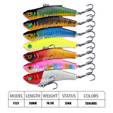 Load image into Gallery viewer, Set of 7 Lure Bait with 7 colours Lure Bait 7cm/17g Full water reinforced hooks for sea fishing Lure Bait Outdoor Fishing Tackle