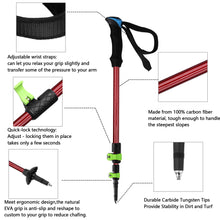 Load image into Gallery viewer, SANLIKE 1.1m Ultralight Trekking Poles Non-slip Crutch Three-section Adjustable Carbon Fiber Trekking Pole Walking Pole