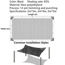 Load image into Gallery viewer, SANLIKE 12-pin Black Sunshade Net Anti-ultraviolet Outdoor Garden Plants Balcony Sun Mesh Swimming Pool Gazebo Shed Cloth
