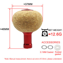 Load image into Gallery viewer, Fishing reel spinning reel crank 37MM ball grip pill rubber cork DIY change crank knob cork knob reel fishing handle accessories