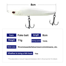 Load image into Gallery viewer, SANLIKE Fishing Lure Luminous Minnow Shape Hard Fishing Baits 8cm Artificial Luya Bait with Blood Groove Hook