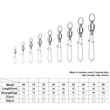 Load image into Gallery viewer, SANLIKE 25pcs Fishing Ball Bearing Swivel High Strength Stainless Steel Corrosion Resistant Lure Connector Fishing Equipment