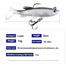 Load image into Gallery viewer, SANLIKE 5pcs Lead Fishing Lure 8cm Soft Bait Wobbler Artificial Lure Sea Bass Carp Fishing Erbium Streamlined Design