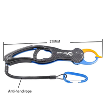 Load image into Gallery viewer, SANLIKE Fishing Lip Grip Aluminum Fishing Pliers Handle with Lost Cord Easy to Carry Fisherman Control Tackle Tools