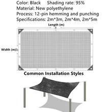 Load image into Gallery viewer, High shading rate new polyethylene black sunshade net 12-pin seiko edging black sunshade tarpaulin roof balcony courtyard camping essential sunscreen, windproof, anti-aging, warm and moisture-proof, more durable