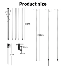 Load image into Gallery viewer, SANLIKE 2m Adjustable Lantern Stand Split Aluminium Clip Lantern Pole with Table Clip and Floor InsertOutdoor Camping Tools