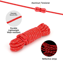 Load image into Gallery viewer, SANLIKE 8 PCS Tent rope 4 m Reflective tent rope for tents with blue storage bag Camping Hiking Tent Accessories