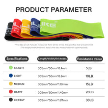 Load image into Gallery viewer, SANLIKE Exercise Resistance Band Loops Elastic Band Set Fitness Workout Exercise 5 Bands Set with Carry Bag