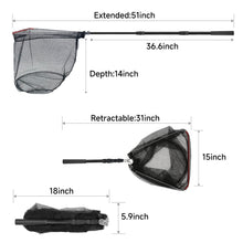 Load image into Gallery viewer, SANLIKE 129cm Folding Fishing Net Landing Collapsible Telescopic Sturdy Rubber Coated Pole Handle Fishing Tool Accessories