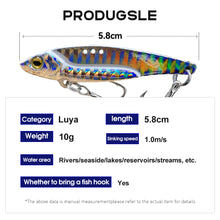 Load image into Gallery viewer, SANLIKE 10g 5.8cm Metal Jig Lead Bait with 2 Hooks, Sharp and Strong Triple Hooks Full Swimming False Bait Tackle