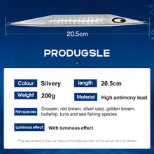 Load image into Gallery viewer, SANLIKE 200g silver Slow Metal Jig Jigging Bait Fishing Lure Saltwater Falling Jig Slow Pitch Jig Fish Lures