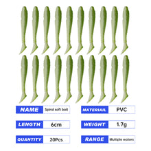 Load image into Gallery viewer, SANLIKE Fishing Soft Lure Baits 20pcs/Box Silicone Spiral Thread Fake Lure PVC Worms Swimbait Fishing Accessories Tackle