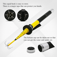 Load image into Gallery viewer, SANLIKE Portable Stainless Steel Squid Gaff Five Hooks 5M Carbon Fiber Telescopic Pole Extendable Rod Squid Hook