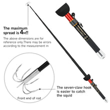 Load image into Gallery viewer, SANLIKE Stainless Steel Squid Gaff Seven Hooks Extendable Contractile Gripper Squids Hook Fishing Gear 4M Retractable Squid Tool